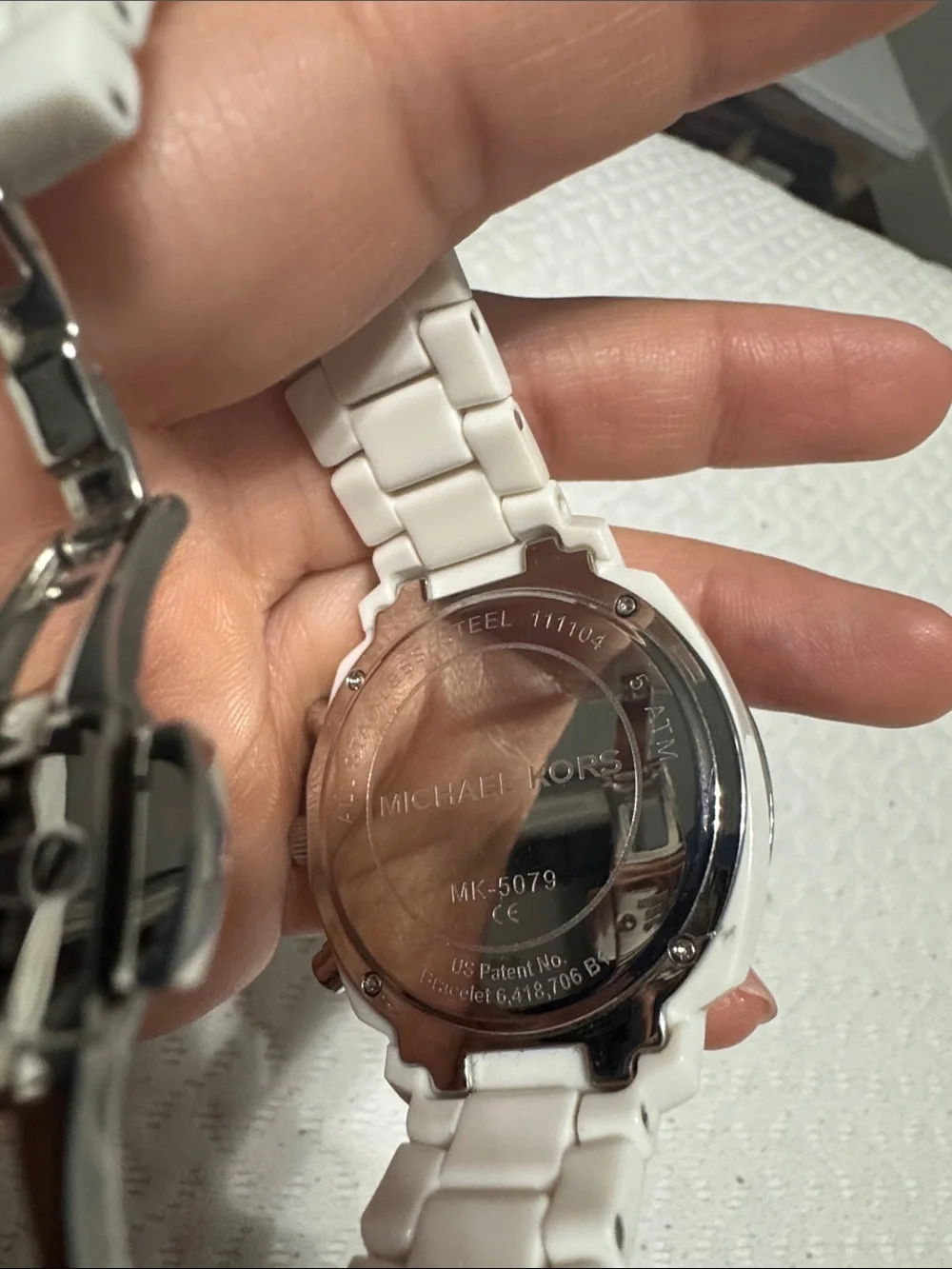 Michael Kors White Ceramic Crystal-Accent Chronograph Watch